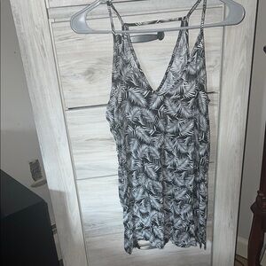 Old Navy Black and White Leaf Print Tank Top